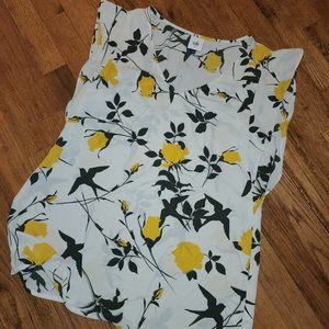 Cabi yellow rose floral print sleeveless blouse Size M